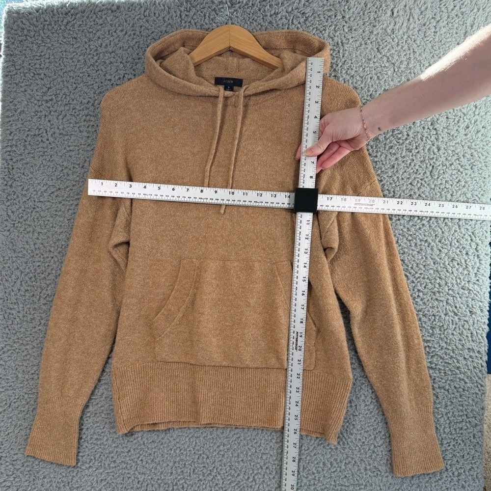 J.Crew Wool Alpaca Hooded Sweater Womens S Tan Fuzzy Soft Cozy Pullover - Picture 2 of 5